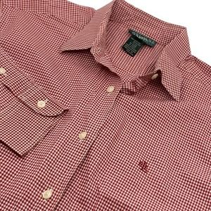 Lauren Ralph Lauren Men's‎ LS Button Down Shirt Red/White Check Plaid Sz 16